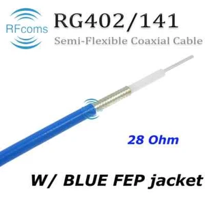 Cable coaxial semiflexible RF 141-28 MF402 RG402 .141'' 28 ohmios 1M - Imagen 1 de 6