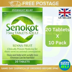 Senokot 7.5mg Adult tablets-Senna Fruit, Overnight relief (200 Tablets) - Picture 1 of 5