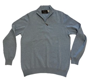 SAKS FIFTH AVENUE CASHMERE 1/4 ZIP SWEATER MENS Medium Todd And Duncan Lite Blue - Picture 1 of 9