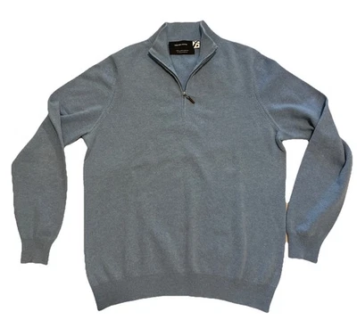 SUÉTER SAKS FIVE AVENUE CACHEMIR 1/4 CREMALLERA PARA HOMBRE Mediano Todd Y Duncan Lite Azul Foto 1 de 4