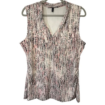 White House Black Market Sleeveless V Neck Abstract Print Top XL - Image 1 of 4