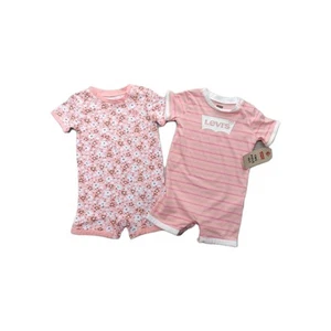 Levi's Bebé Niña 2 piezas Mameluco Manga Corta Rosa Set 12 18 24 Meses Nuevo Con Etiquetas Babygrow - Imagen 1 de 6