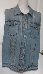 Vest AVA VIV 2X Jean Blue Denim Button Front Collar Cotton Stretch NWOT's - Picture 1 of 1