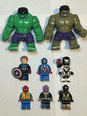 Lego Marvel Minifigure Lot Big Fig Hulk Spider-Man Captain America War Machine - Image 1 of 4