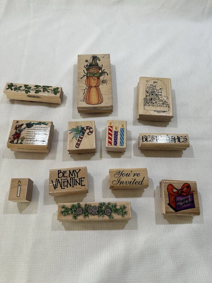 lote sellos goma madera Foto 1 de 4
