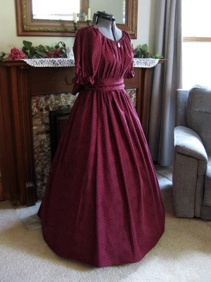Civil War, Victorian, Trek, Pioneer Dress-Lovely Deep Burgundy SIZE SMALL - Image 1 of 4