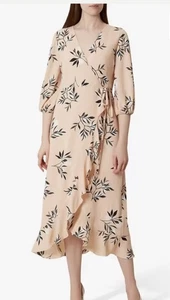 HOBBS KAYLA WRAP DRESS. SIZE 10. PINK/BLUSH, IVORY & BLACK. UNWORN - Picture 1 of 7