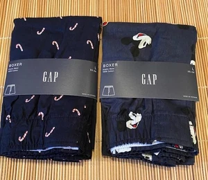 GAP 2 Pairs MEN Boxer 100% Cotton Mickey Mouse Candy Cane You Choose Size - Picture 1 of 2