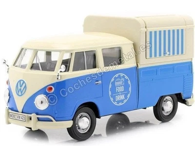 1967 Volkswagen Type 2 T1 Pickup Food Truck Azul / Blanco 1:24 Motor Max 79576 - Photo 1/4