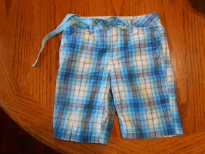 Girl's JUSTICE SIZE 8 SLIM Blue Plaid Shorts VGC - Picture 1 of 4
