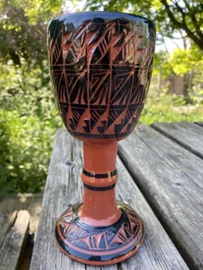 Goblet - American, handmade wine goblet Pottery glazed 20.5cm high. - Picture 1 of 5