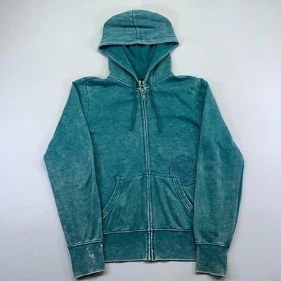 Billabong Teal Blue Full Zip Hoodie Jacket Womens Medium Y2k Surf Skater Faded - Image 1 of 4