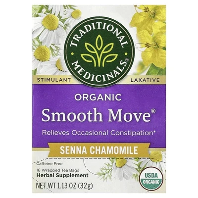 Organic Smooth Move®, manzanilla Senna, sin cafeína, 16 bolsitas de té envueltas, 1,13 Foto 1 de 3