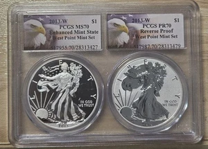 USA - 2013-W $1 Enhanced Silver Eagle West Point Mint Set PCGS MS70 & PR70 - Picture 1 of 1