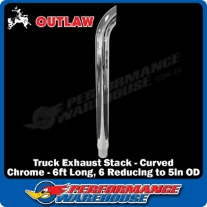 Truck Exhaust Stack Curved Chrome Steel 6ft Long 6" Reducing to 5" OD - Picture 1 of 2