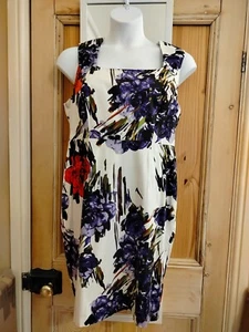 M&CO Gorgeous Printed COTTON Floral White Dress 18 VGC Wedding Races Cruise 3x2! - Picture 1 of 4