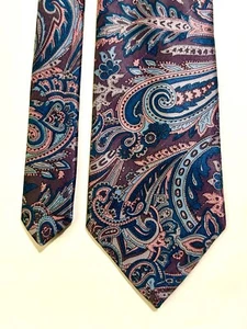 Adolfo Vintage Men's Neck Tie - Blue, Pink, Paisley - 5% Silk 95% Polyester - Picture 1 of 3