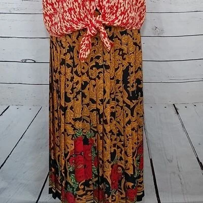 Vintage Marisa Christina Long Pleated Skirt Stevie Nicks Rose Scroll Witchy L - Image 1 of 4