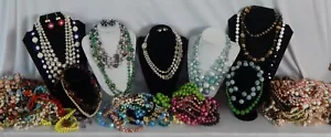 HUGE LOT VINTAGE JAPAN & HONG KONG COLORFUL BEAD NECKLACES EARRINGS, ALL GOOD! - Picture 1 of 10