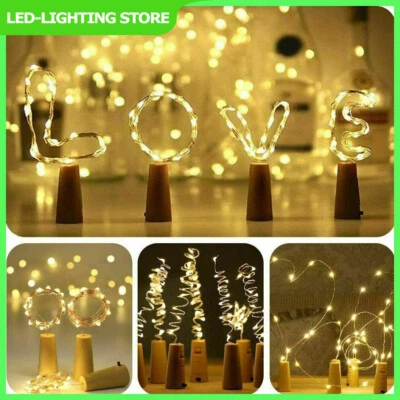 1/4/6/12PCS Bottle String Light Battery Cork Shape Wedding Party 20 Led 2M - Image 1 of 4