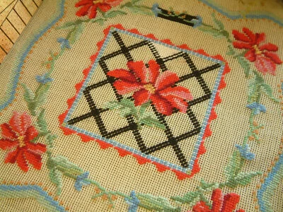 Beautiful Preworked Needlepoint Canvas Floral Country Theme Hand Crafted - Image 1 of 4