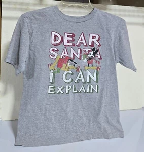 Disney Store Youth T Shirt Large 10-12 Mickey Pluto Dear Santa I Can Explain - Picture 1 of 6