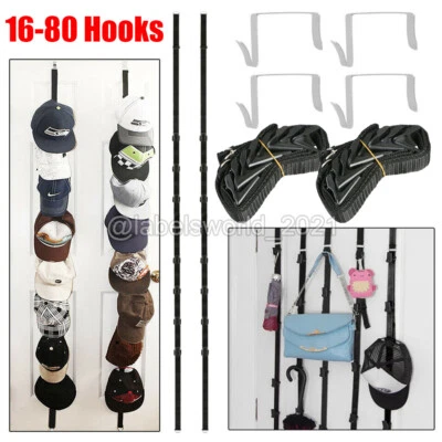 Baseball Cap Hat Rack Wall Door Hanger Holder Storage Organizer 16-80 Hooks US - Image 1 of 4