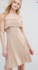 Daisy Street Ruffle Top Fit And Flare Dress. Nude Beige. Size 4 - Picture 1 of 1
