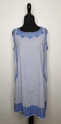 Vineyard Vines Shift Dress Blue & White Striped Embroidered Sleeveless Size 10 - Image 1 of 4