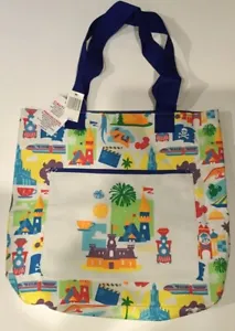 Disney Parks Attractions Extra Large Retro Neon Y2K Nylon Tote Bag NEW - Picture 1 of 2