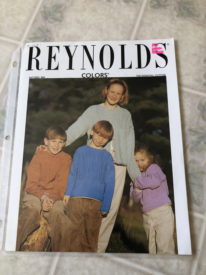 Reynolds The Essential Cotton Cardigan Knitting Pattern  #885 Child size 2-16 - Image 1 of 3