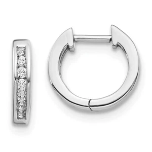 11mm 14k White Gold Diamond Hinged Hoop Earrings EM5347-010-WA - Picture 1 of 6