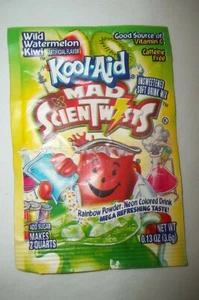 Vintage KOOL-AID Paket Beutel ungeöffnet WILD WATERMELON KIWI MAD SCIENTIST - Bild 1 von 4