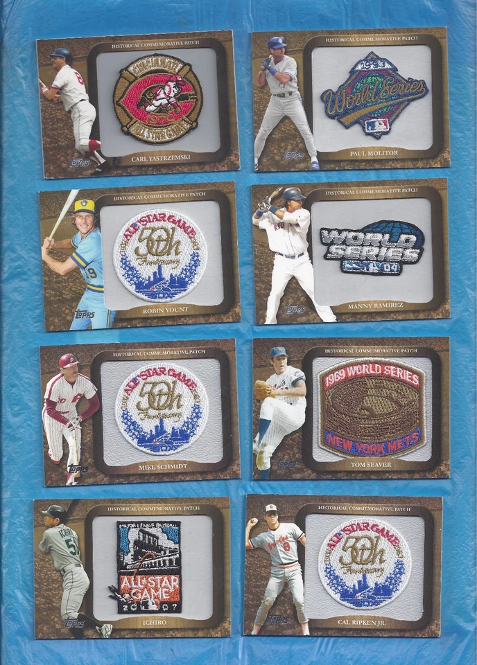 2009 TOPPS LEGENDS COMMEMORATIVE PATCH LOT 8 DIF ICHIRO CAL RIPKEN JR SCHMIDT ! - Image 1 of 1
