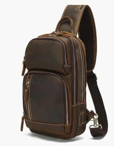 Bolso bandolera pequeño vintage de cuero para iPad de 10,5", marrón - Imagen 1 de 5