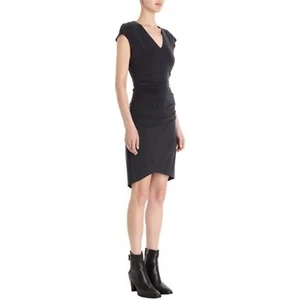 Helmut Lang Torrent Black Jersey V-Neck Asymmetric Mini Dress P/XS - Picture 1 of 6