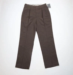 Deadstock Vtg 70s Streetwear Mens 32x33 Pleated Wide Leg Chino Pants Brown USA - Picture 1 of 12