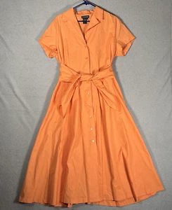 J Peterman Kurzarm 1947 Kleid Damen Größe 20 Pastell Creme Orange - Bild 1 von 12