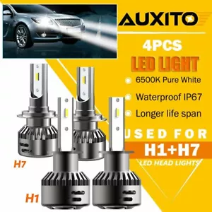 Combo H1+H7 LED Headlight Bulbs Hi/Lo Beam Lamp Fog Light Kit 6500K White 4PCS - Picture 1 of 12