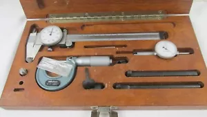 Mitutoyo Set Kit 103-135 Micrometer, 505-675 6" Caliper, 513-518 Dial Indicator - Picture 1 of 7