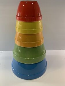 Crate and Barrel Five Nested Brightly Colored (extremely rare) Bowls Addison