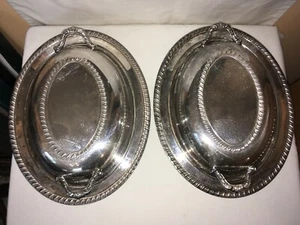 set of 2 vintage silverplated viking plates ep copper canada fluted serving ture - Picture 1 of 8