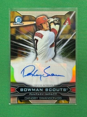 2015 Bowman Draft Dansby Swanson #BSI-DS Bowman Scouts Auto Gold Refractor /50 - Image 1 of 2
