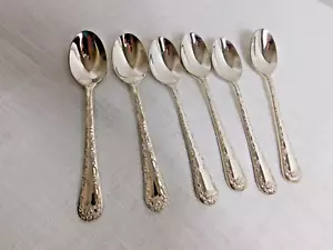 G6 - Wm. Rogers & Sons Enchanted Rose Teaspoons Lot of 6 - Picture 1 of 4