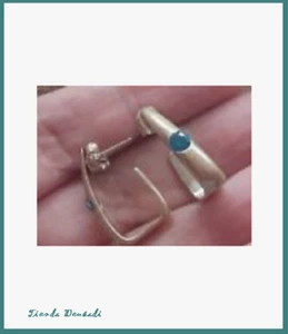 ELEGANTE Y INUSUAL PENDIENTES DE PLATA VINTAGE CON PIEDRA AZUL - Foto 1 di 3