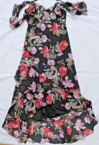 Speechless Rüschensaum High-Low Maxi Cold Shoulder Kleid schwarz Blumen Neu mit Etikett Gr. S - Bild 1 von 12