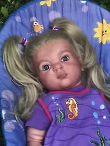 Reborn baby girl awake 24" blond hair blue eyes doll Bountiful Baby Jake kit - Picture 1 of 12