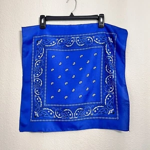 Bandana Blue White Black Floral Paisley Head Neck Scarf Biker Cowboy Polyester - Picture 1 of 23