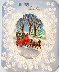 1944 Vintage Weihnachtskarte & Briefmarkenumschlag "Frohe Weihnachten" gebraucht - Bild 1 von 6