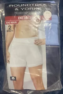 Men's Big Man Roundtree & Yorke 100% Cotton Knit Boxers Brief 2 Pair Size 44 - Picture 1 of 2